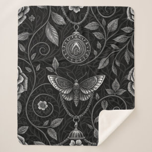 Cobertor Sherpa Padrão Floral Borboleta Gótica (3)