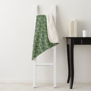 Cobertor Sherpa Padrão Floral Coral Abstrato Verde Salvia Sem Cost