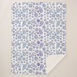 Cobertor Sherpa Padrão Floral de cinza e Lavanda