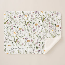 Cobertor Sherpa Padrão Floral de Jardim de Flores Silvestres Perso
