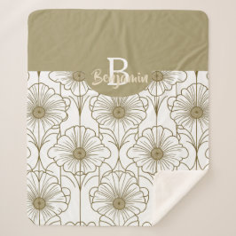 Cobertor Sherpa Padrão Floral de Linha Dourada Sherpa Blanket