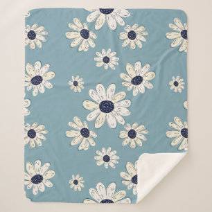 Cobertor Sherpa Padrão Floral de Margarida Minimalista (2)