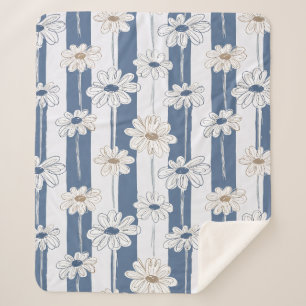 Cobertor Sherpa Padrão Floral de Margarida Minimalista (3)
