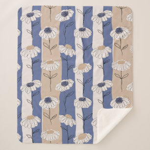 Cobertor Sherpa Padrão Floral de Margarida Minimalista (4)