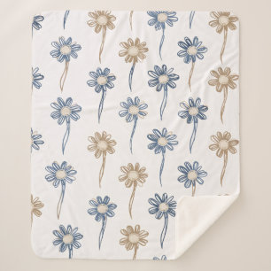 Cobertor Sherpa Padrão Floral de Margarida Minimalista (5)