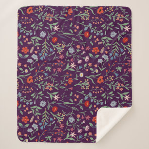 Cobertor Sherpa Padrão floral decorativo sem costura.