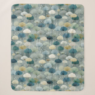 Cobertor Sherpa Padrão Floral do Jardim de Chuva Sereno (1)