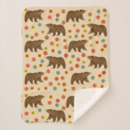 Cobertor Sherpa Padrão Floral do Urso