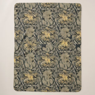 Cobertor Sherpa Padrão Floral Dourado Sherpa Blanket
