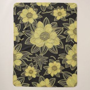 Cobertor Sherpa Padrão Floral Dourado Sherpa Blanket