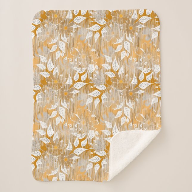 Cobertor Sherpa Padrão floral elegante. (Frente)