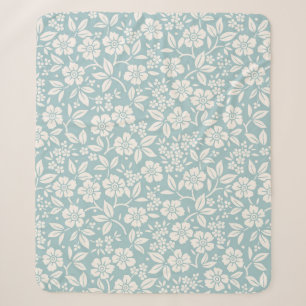Cobertor Sherpa Padrão floral. Flores bonito no fundo azul da cinz