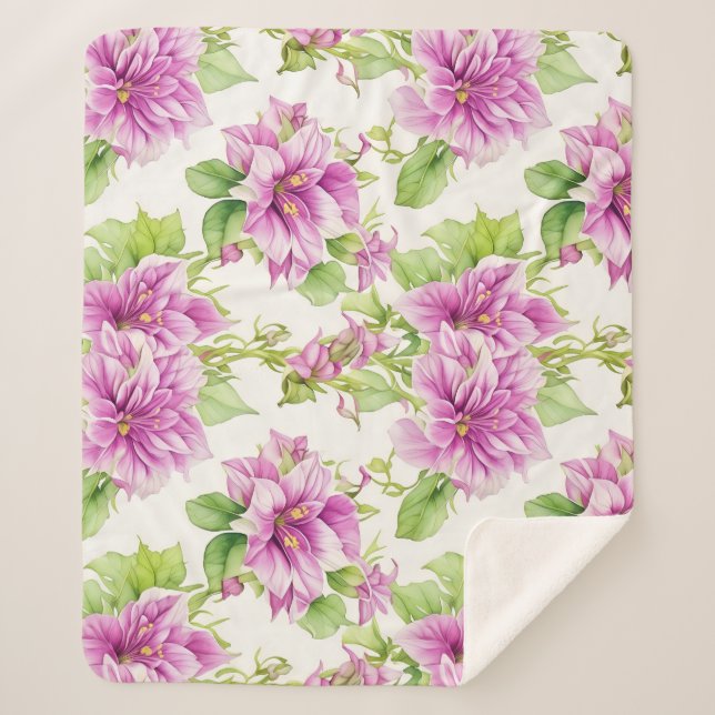 Cobertor Sherpa Padrão Floral I Flores Lima (Frente)