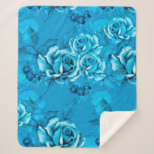 Cobertor Sherpa Padrão Floral Invisível. Elementos de aquarela. Mo