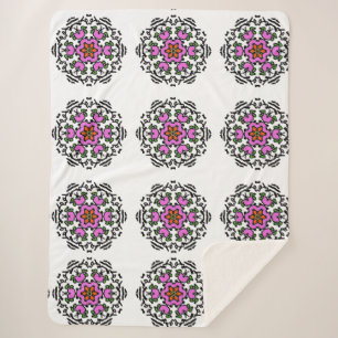 Cobertor Sherpa Padrão Floral Mandala