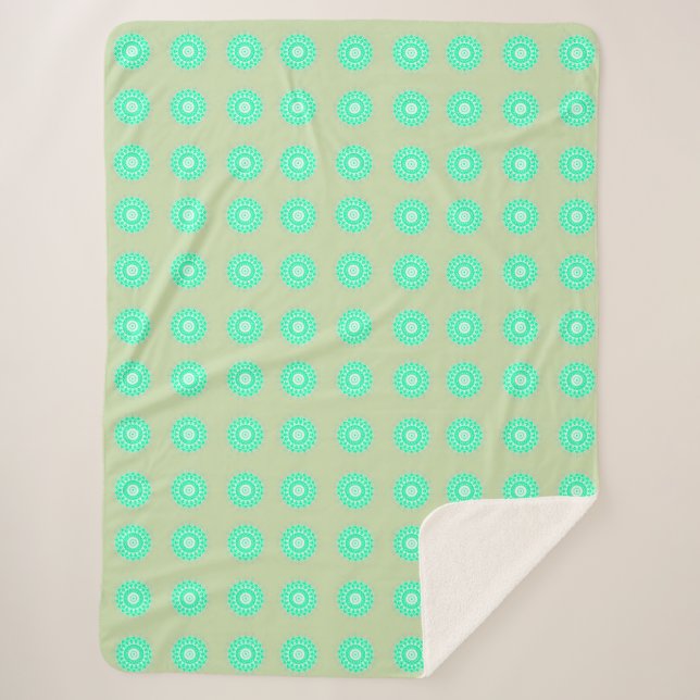 Cobertor Sherpa Padrão Floral Menta (Frente)
