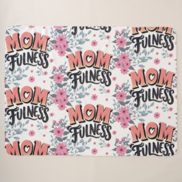 Cobertor Sherpa Padrão Floral Momfulness Tipografia Rosa