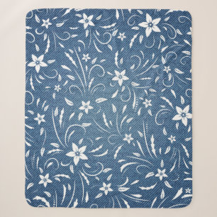 Cobertor Sherpa Padrão floral no denim