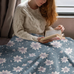 Cobertor Sherpa Padrão Floral no Fundo do Teal