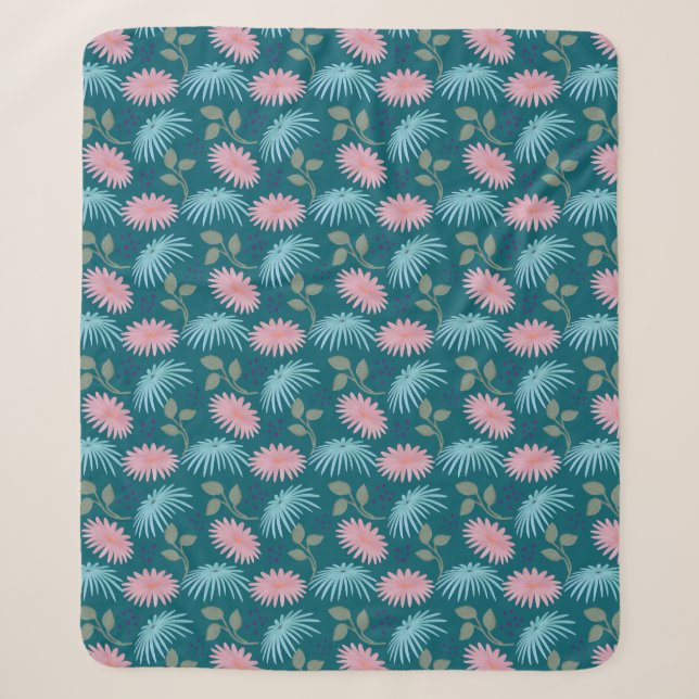 Cobertor Sherpa Padrão Floral Pastel  (Frente)
