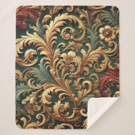 Cobertor Sherpa Padrão Floral Real Barroco