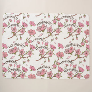 Cobertor Sherpa Padrão Floral Rosa de Flor de Cerejeira Momfulness