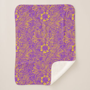 Cobertor Sherpa Padrão floral roxo bonito da vinheta