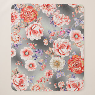 Cobertor Sherpa Padrão floral sem costura, com design de flor fofo