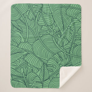 Cobertor Sherpa Padrão floral sem costura com folhas. dorso tropi