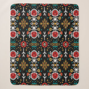 Cobertor Sherpa Padrão floral sem costura flores coloridas e