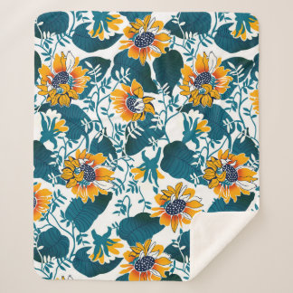 Cobertor Sherpa Padrão floral sem soldadura, fundo no art nouveau