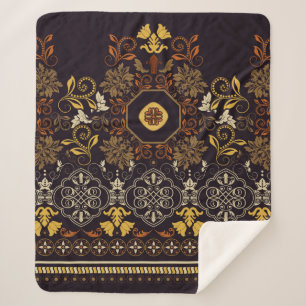 Cobertor Sherpa Padrão floral sem soldadura. Vintage indian decor