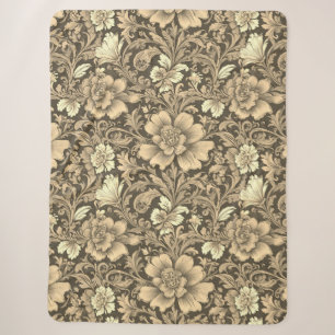 Cobertor Sherpa Padrão Floral Sepia Incrível Vintage