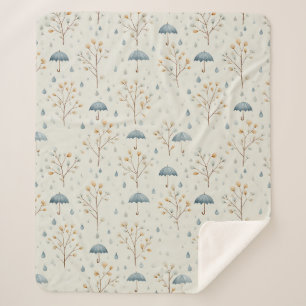 Cobertor Sherpa Padrão Floral Sereno Jardim de Chuva (10)