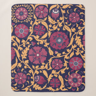 Cobertor Sherpa Padrão floral ventiço. orna nacional usbeque suz