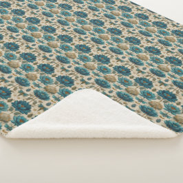 Cobertor Sherpa Padrão Floral Verde Toile de Jouy do Antigo Egito