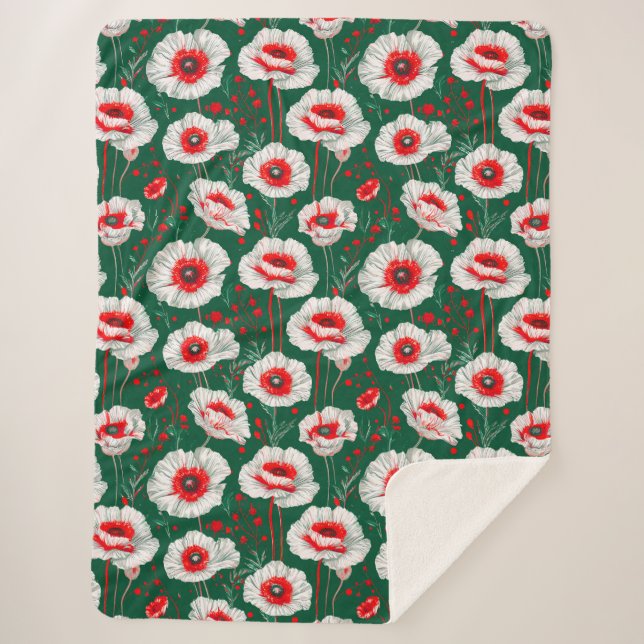 Cobertor Sherpa Padrão floral vibrante (Frente)