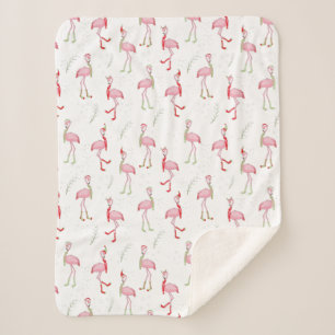 Cobertor Sherpa Padrão fofo de flamingo rosa de Natal 