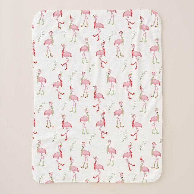 Cobertor Sherpa Padrão fofo de flamingo rosa de Natal  (Frente)