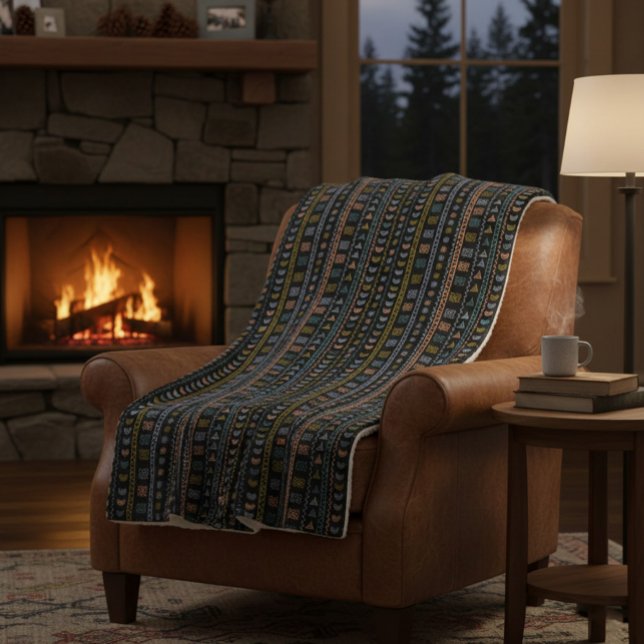 Cobertor Sherpa Padrão Folclórico escandinavo Atira Panela (Criador carregado)