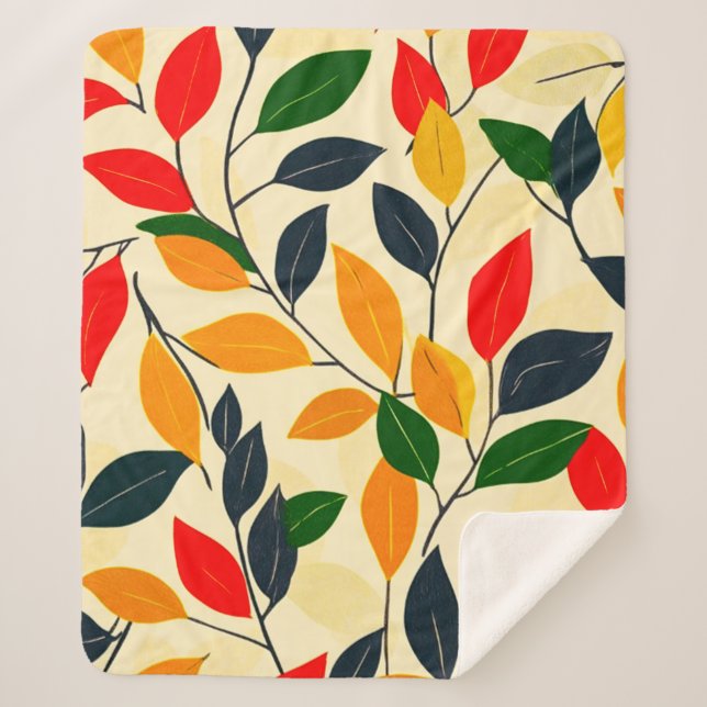 Cobertor Sherpa Padrão Folha (Frente)