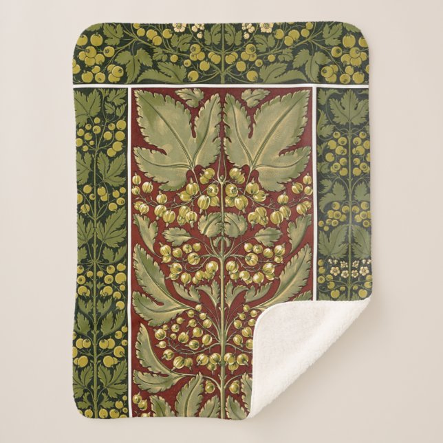 Cobertor Sherpa Padrão Folha Antiquado Sherpa Blanket (Frente)