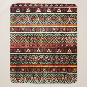 Cobertor Sherpa Padrão foliar tribal grunge ethno estilo retro