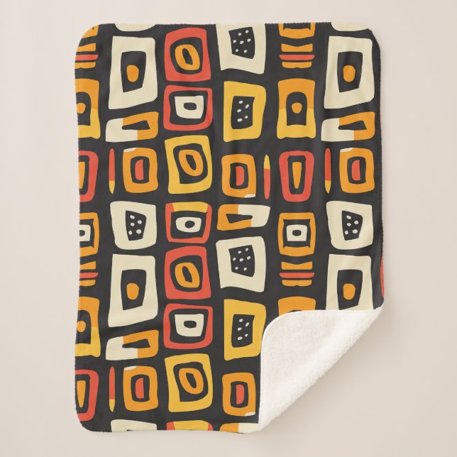Cobertor Sherpa Padrão Geométrico Abstrato Africano (Frente)