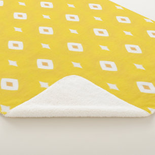 Cobertor Sherpa Padrão Geométrico Amarelo Moderno