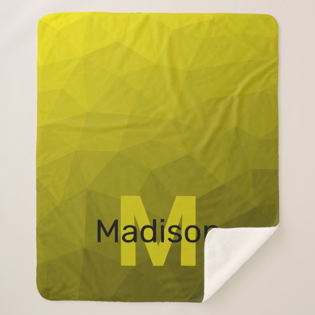 Cobertor Sherpa Padrão geométrico amarelo-ombre Monograma (Frente)