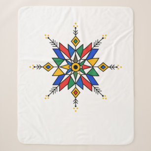 Cobertor Sherpa Padrão Geométrico Amazigue Marroquino Tradiciona