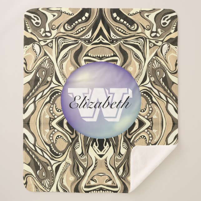 Cobertor Sherpa Padrão Geométrico Artdeco Vivid Monograma (Frente)