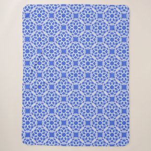 Cobertor Sherpa Padrão Geométrico Azul Branco Sem Costura
