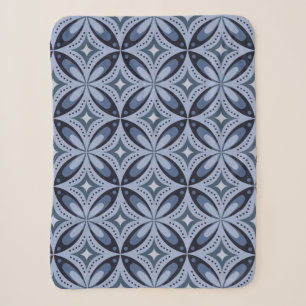Cobertor Sherpa Padrão Geométrico Azul Estilo Retro